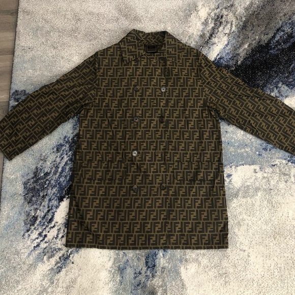 AUTHENTIC vintage Fendi Brown Zucca Monogram Double Breasted Coat. Pre-loved - Picture 2 of 5